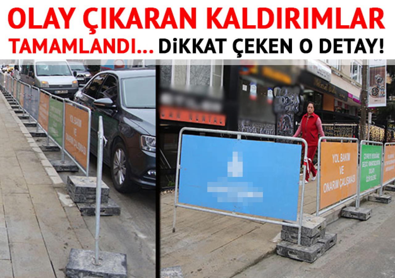 Nispetiye Caddesi'nde yapılan kaldırımlara İBB levhası