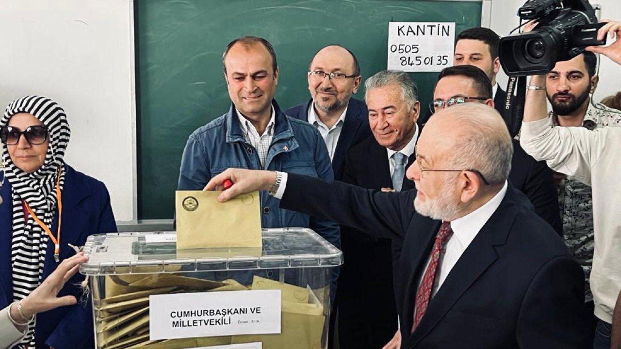 SAADET Partisi Genel Başkanı Temel Karamollaoğlu, oyunu Ankara'da kullandı