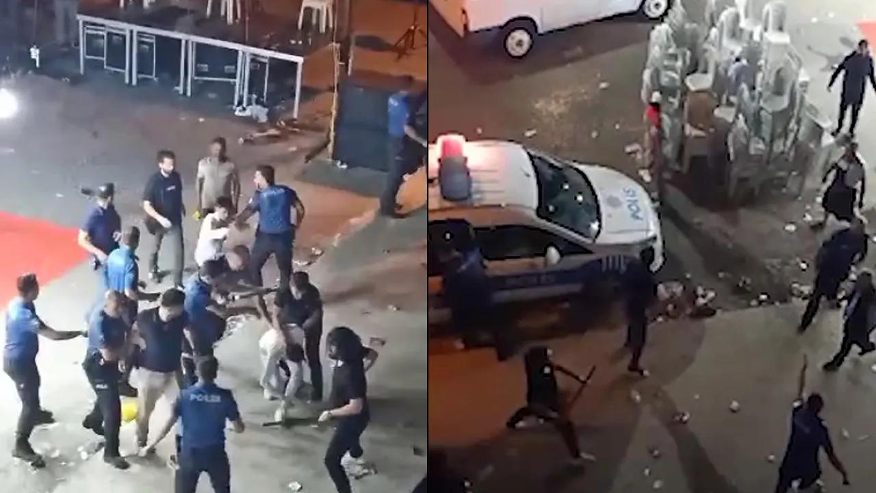 Sokak düğününde ortalık birbirine girdi! Polis ekiplerine baltalı, satırlı saldırı...