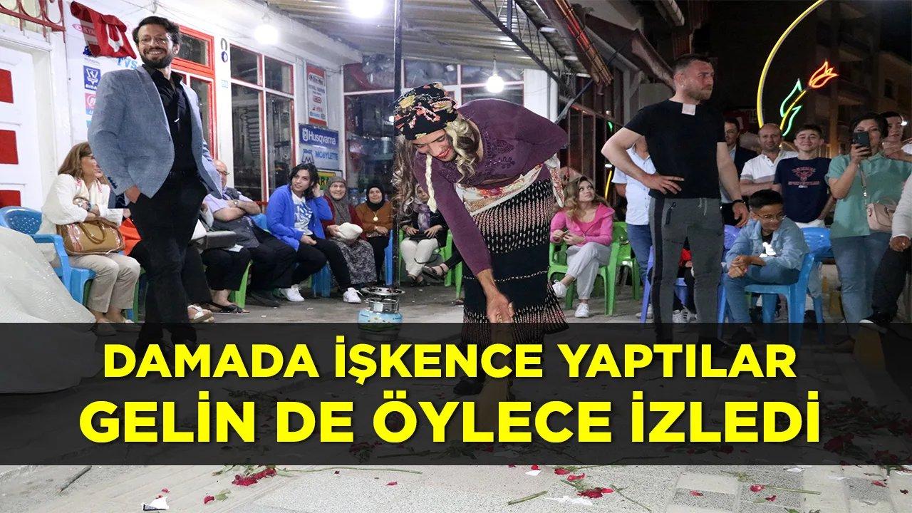 Arkadaşları damada işkence yaptı gelin de olanları öylece izledi