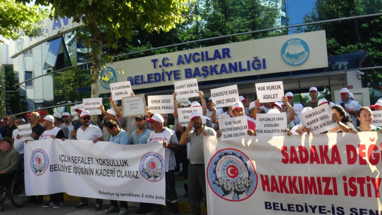 Belediye önünde işçi eylemi