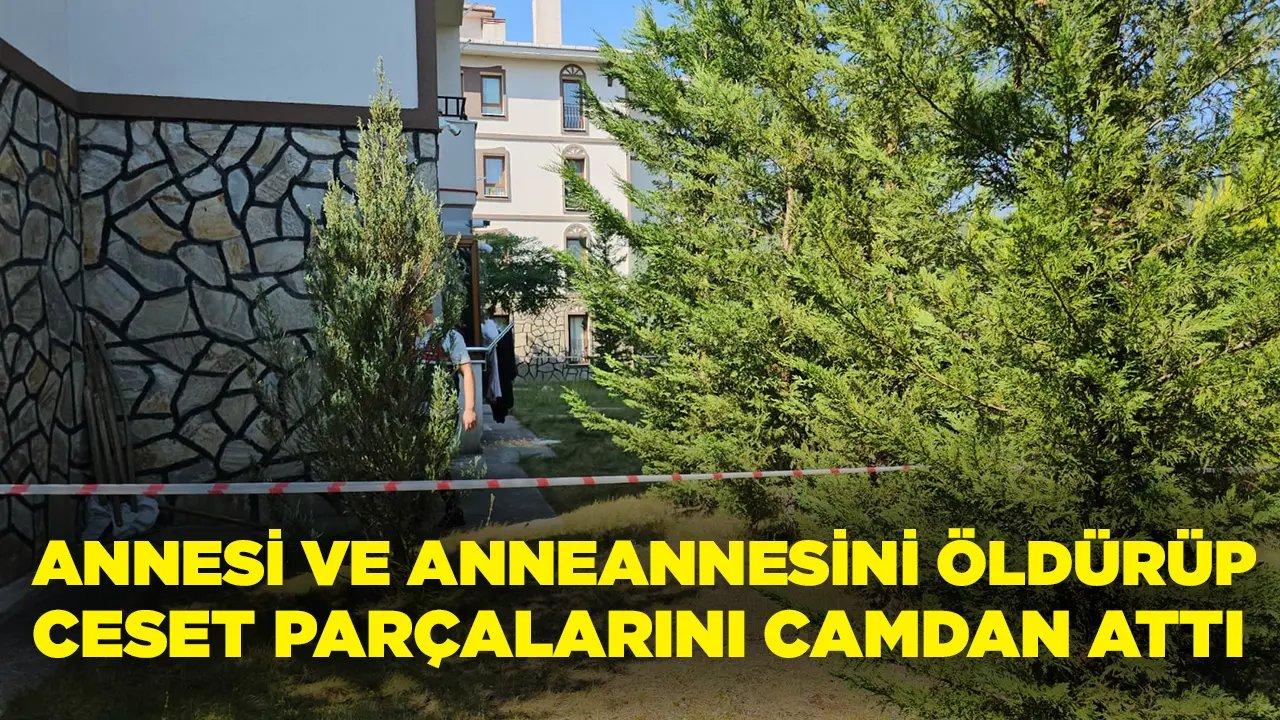 Annesi ve anneannesini öldürüp, ceset parçalarını camdan attı