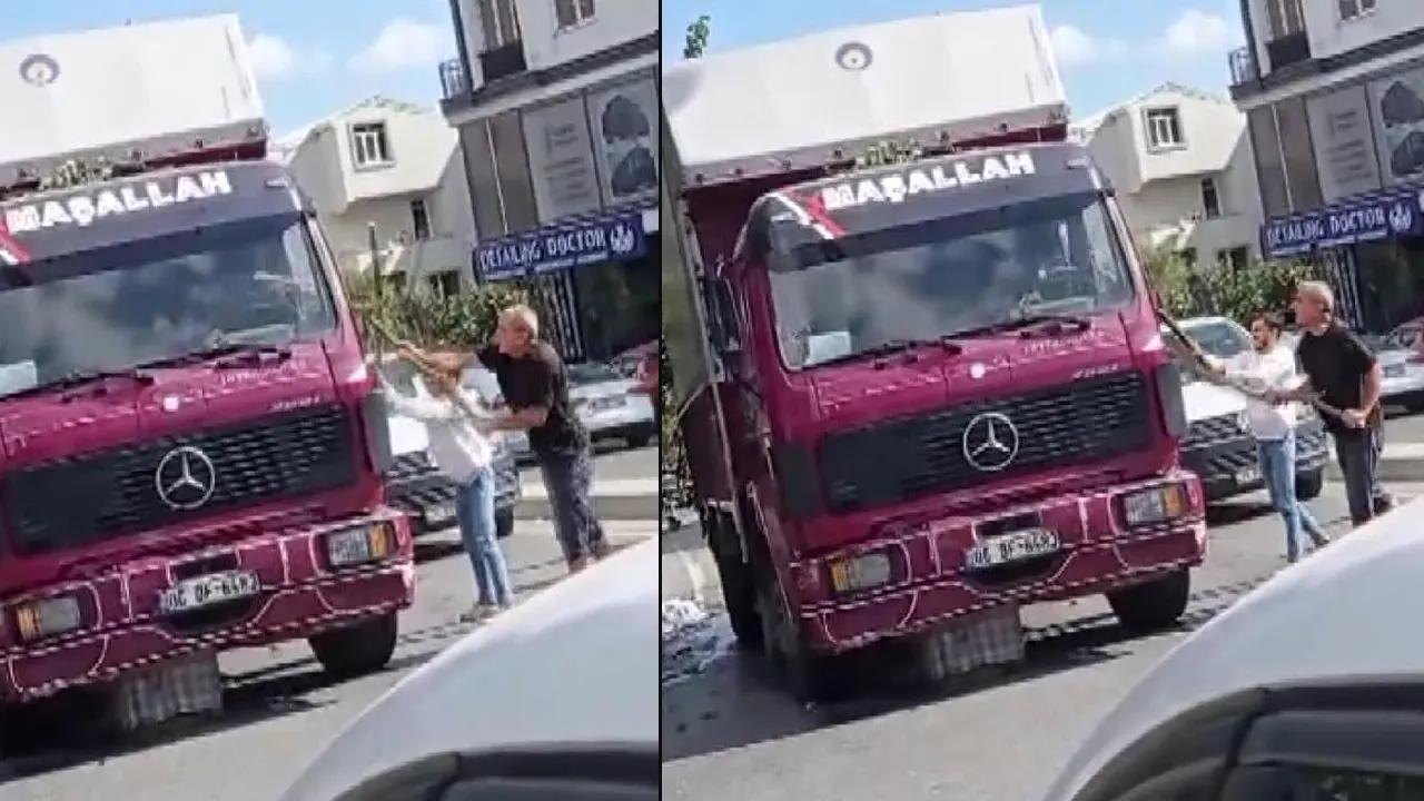 Ağaca çarpınca olanlar oldu! Baba ve oğlu şoföre saldırdı, aracın camlarını kırdı