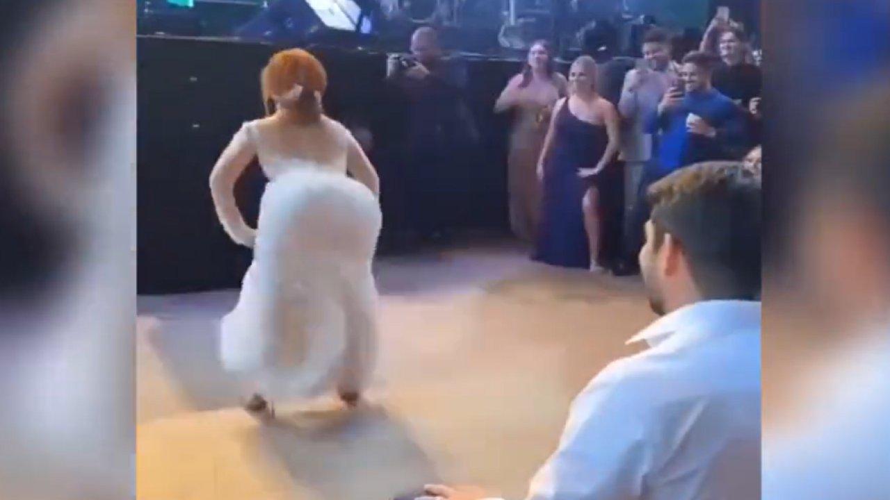 Gelinle damadın ilk dansı olay yarattı! Karşılıklı twerk yaptılar…