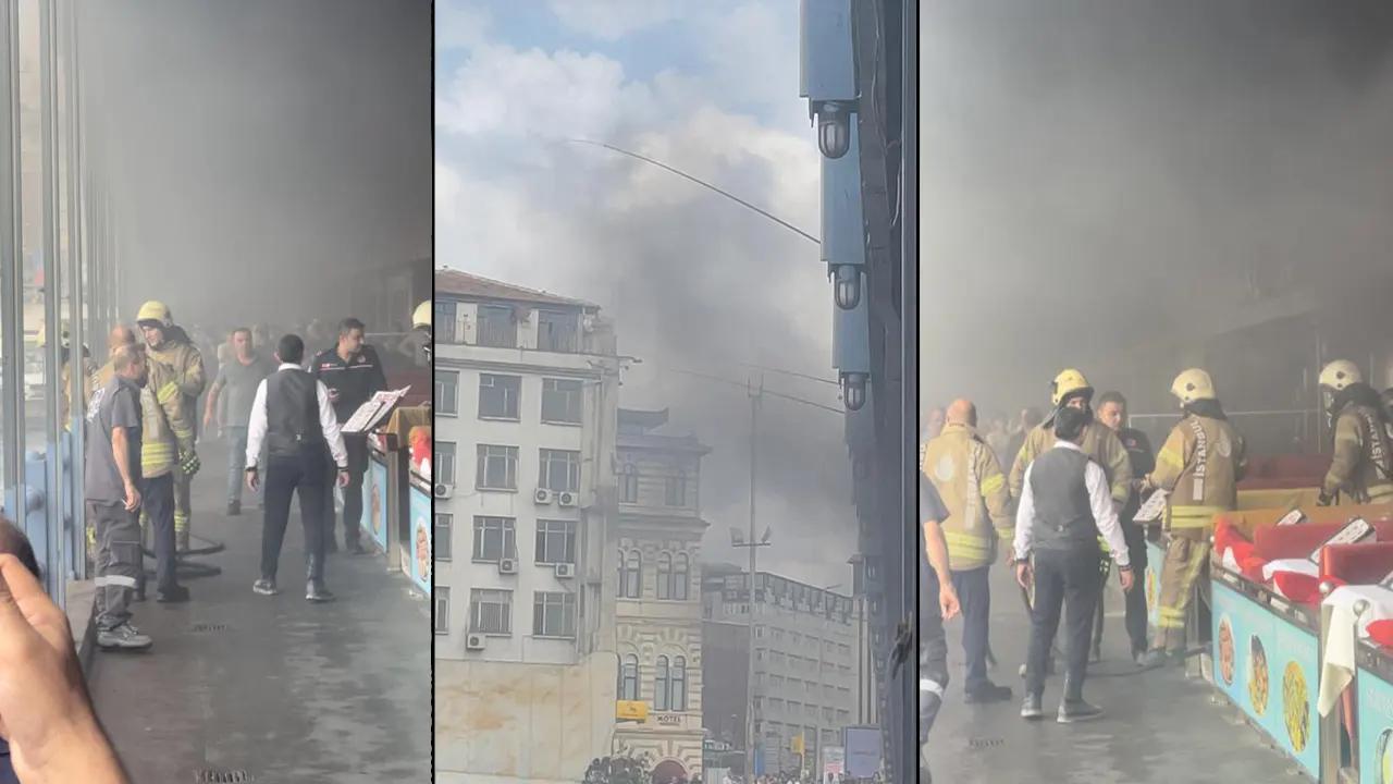 Galata Köprüsü’nde yangın paniği: Dumana aldırış etmeden balık tutmaya devam ettiler