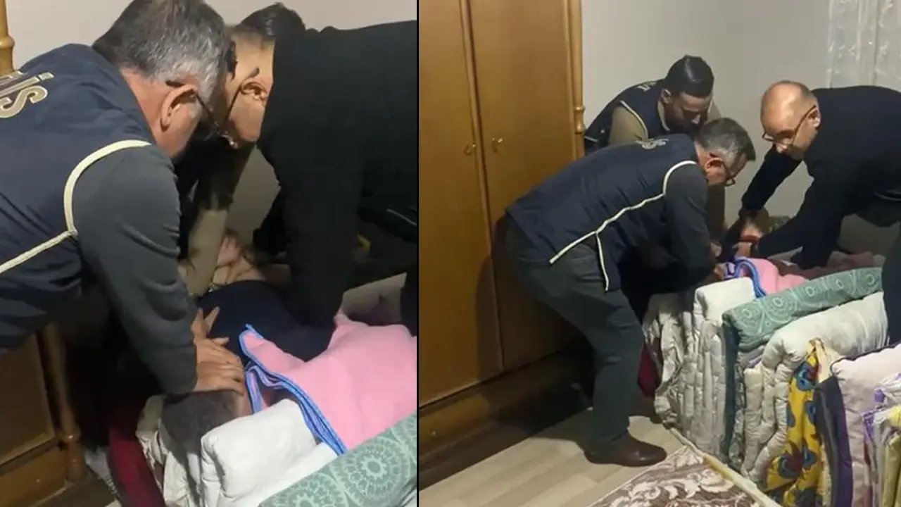 Çeşitli suçlardan aranan şüpheli yorganların arasında yakalandı