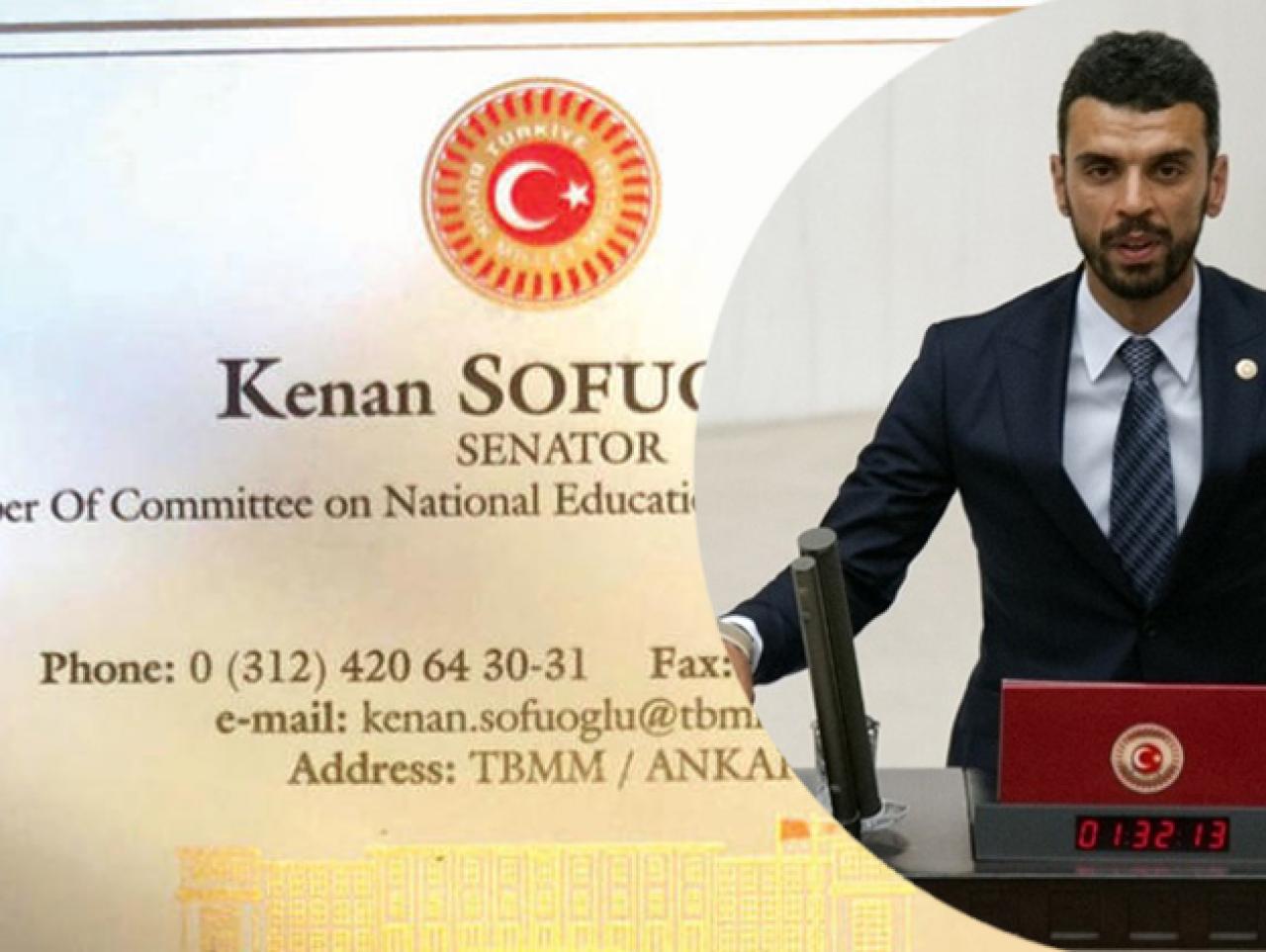 Kenan Sofuoğlu'nun kartvizitine inceleme! Senatör nedir?