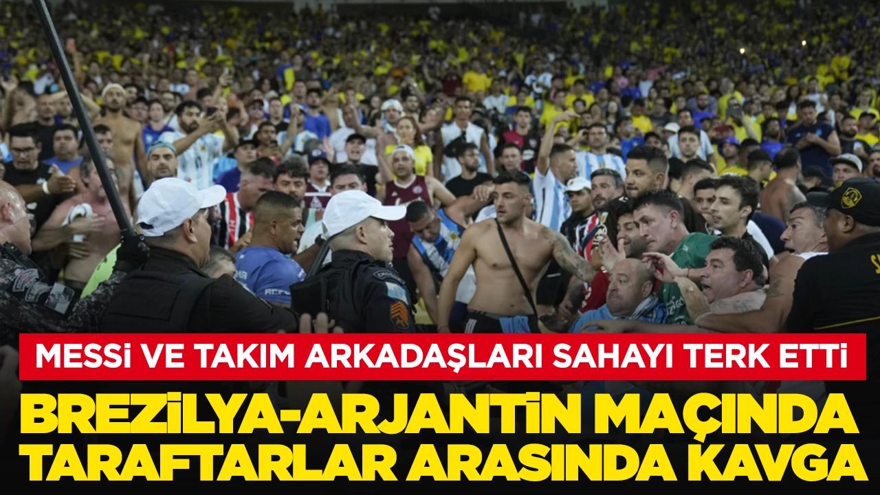 Brezilya-Arjantin maçında taraftarlar arasında kavga: Lionel Messi ve takım arkadaşları sahayı terk etti