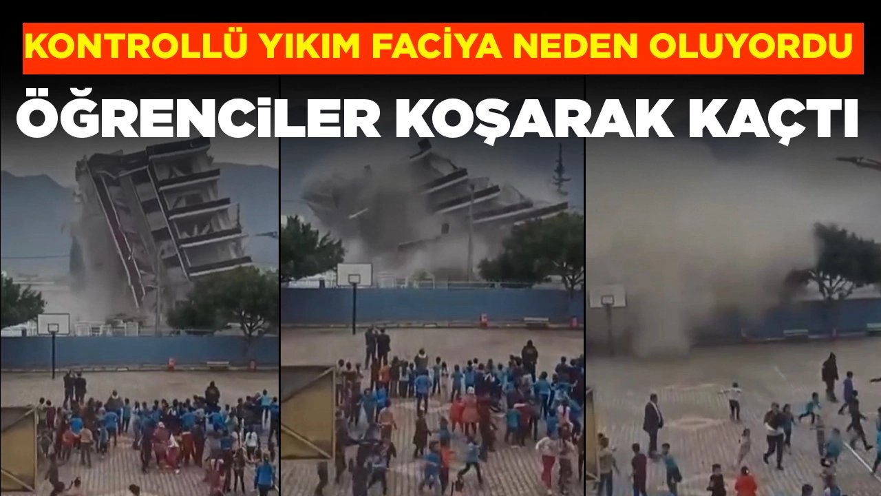 Okul yanındaki kontrollü yıkım faciaya neden oluyordu: Öğrenciler koşarak kaçtı