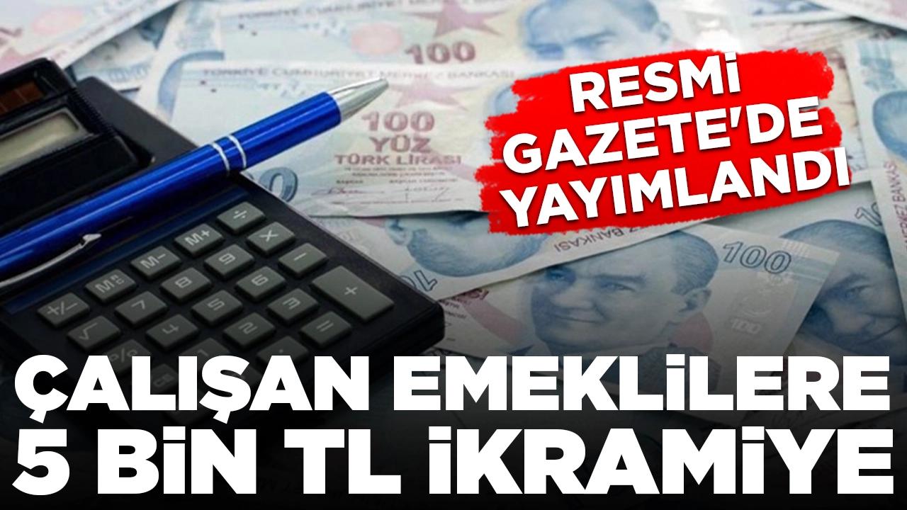 Çalışan emeklilere 5 bin TL ikramiye: Resmi Gazete'de yayımlandı