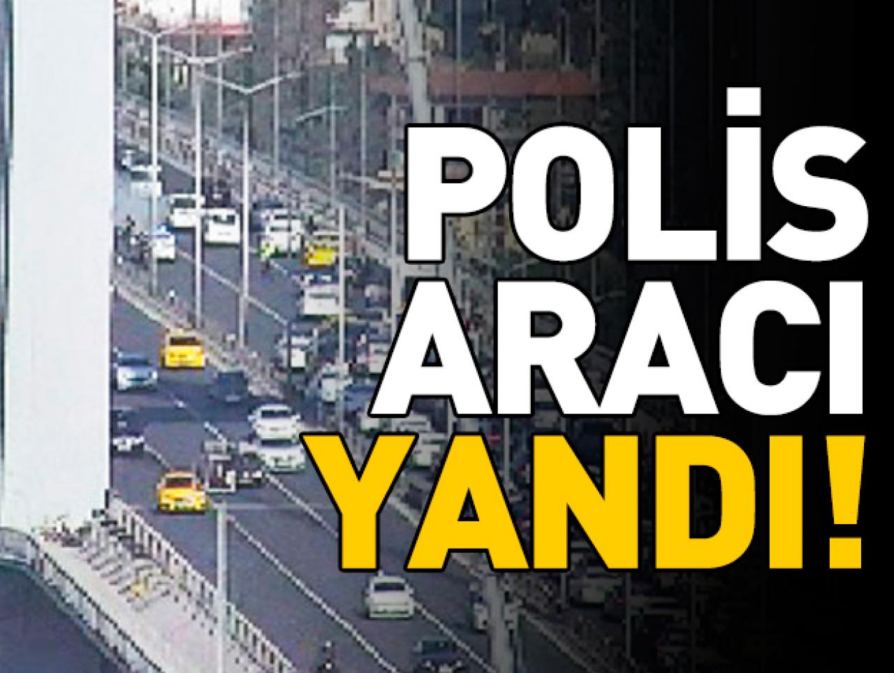 TEM otoyolunda polis aracı yandı!