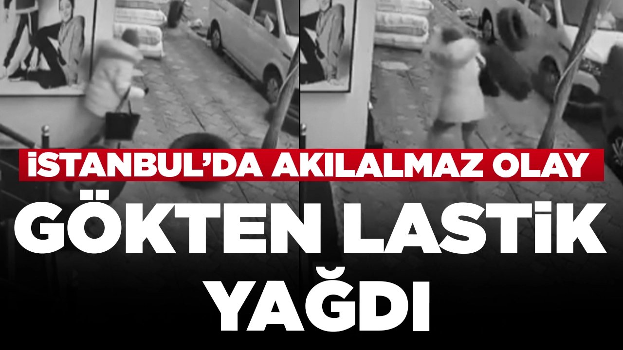 Gökten lastik yağdı: Kaldırımda yürürken canını zor kurtardı