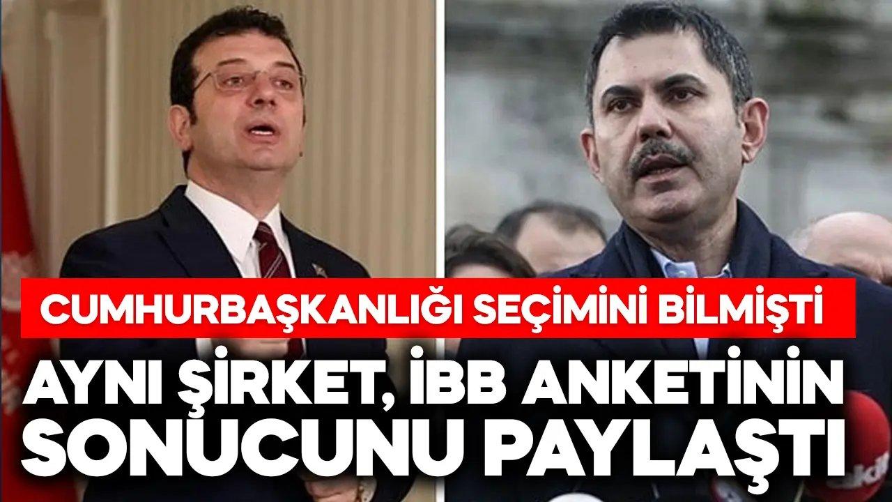 Cumhurbaşkanlığı seçimini bilen firma İBB anketinin sonucunu açıkladı