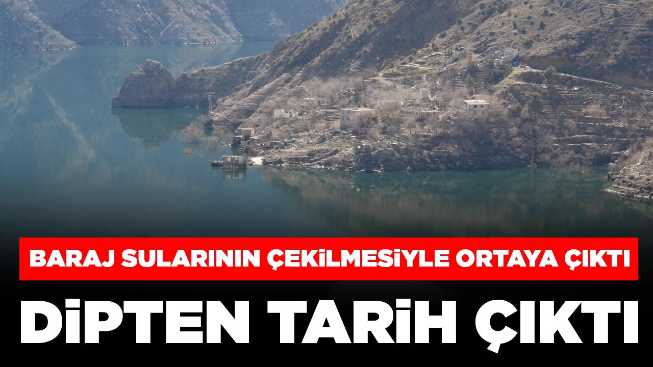 Baraj sularının çekilmesiyle ortaya çıktı: Dipten tarih çıktı