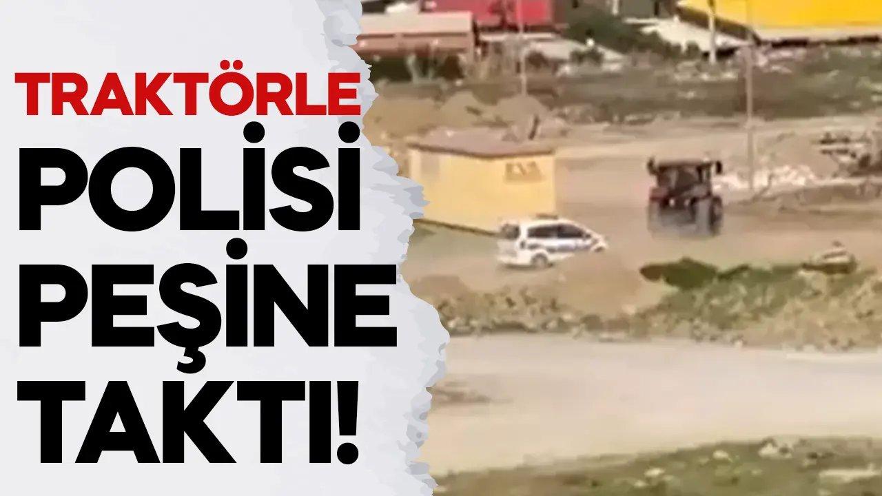 Traktör sürücüsü ile polis arasında kovalamaca!