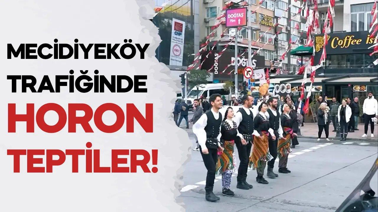 Mecidiyeköy trafiğinde horon teptiler!