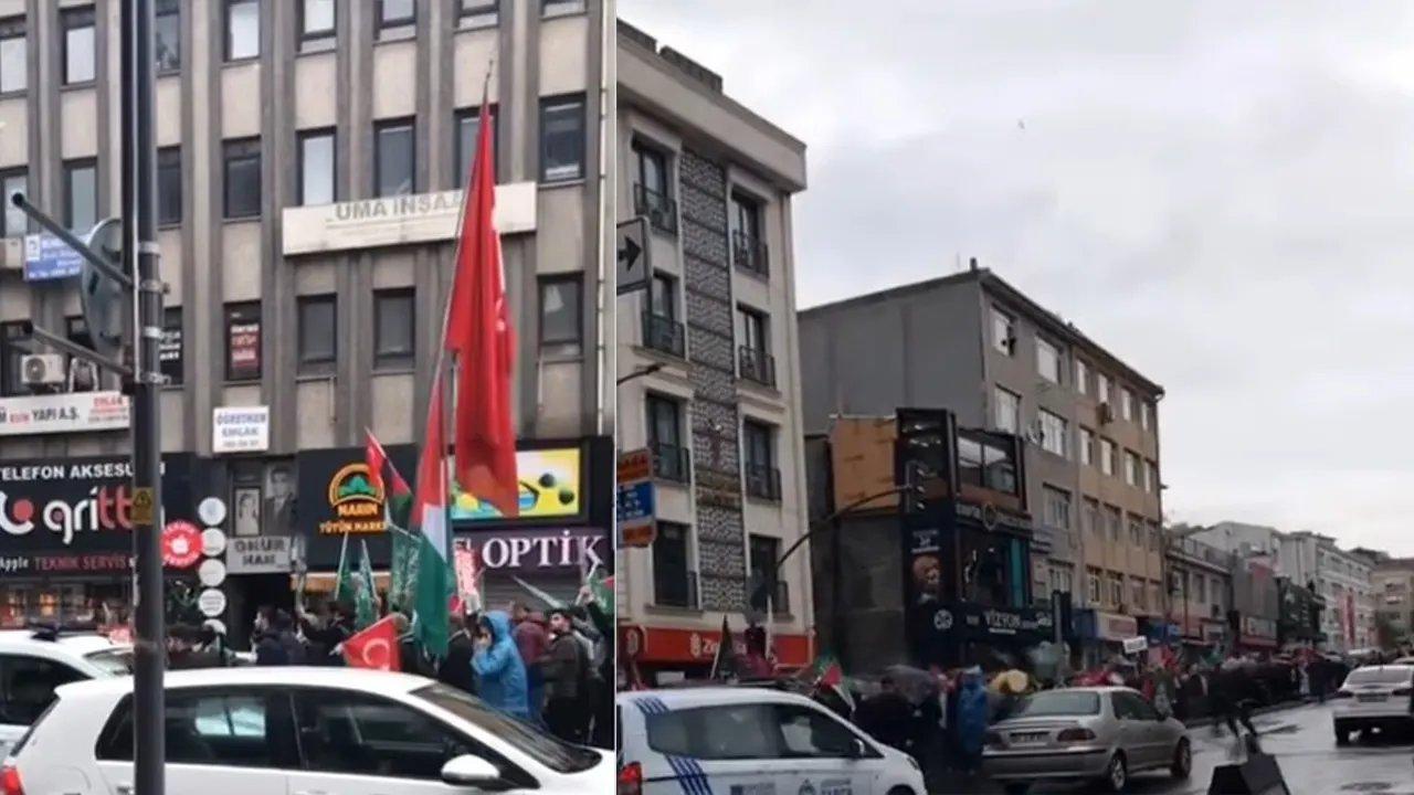 Yağmura aldırış etmeden Filistin için İstanbul sokaklarında bir araya geldiler!