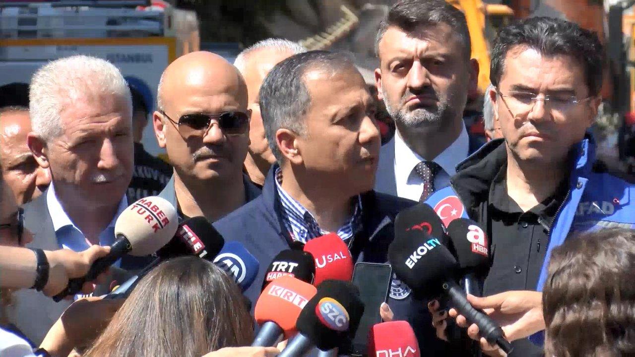 Ali Yerlikaya Küçükçekmece'deki çöken bina ile ilgili incelemelerde bulundu