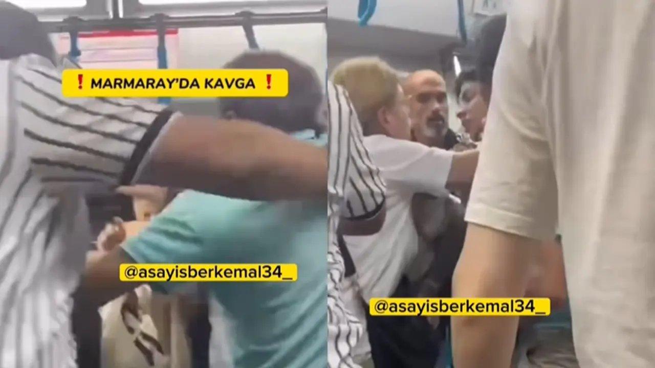 Marmaray'da el ele tutuşma tekmeli yumruklu kavgayla bitti!