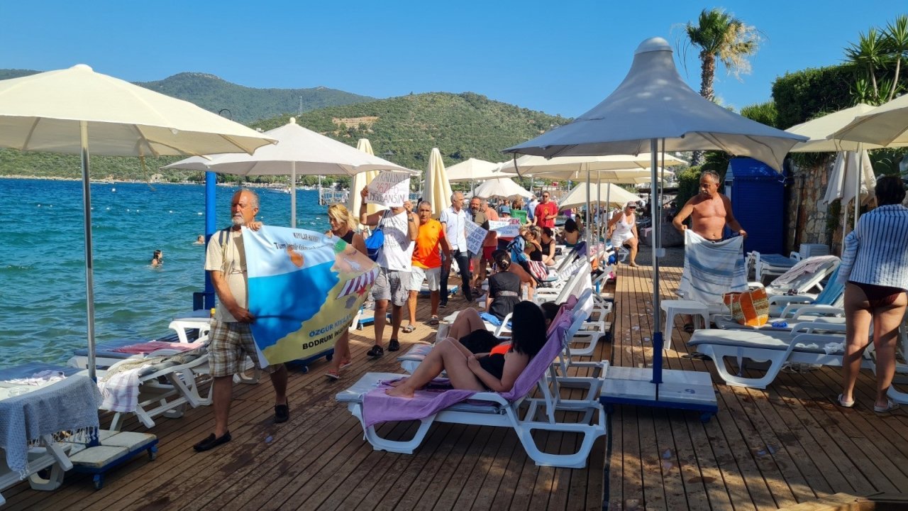 Bodrum'da 'kıyı' eyleminde arbede! Otel yetkilileri polis ve basın mensuplarına saldırdı