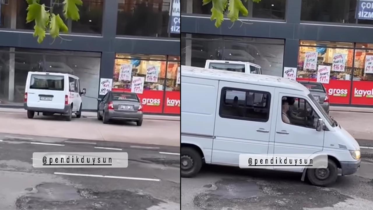 İstanbul'da yol çöktü