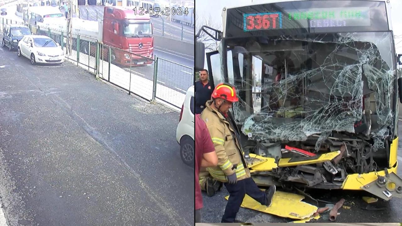 İstanbul'da İETT otobüsü TIR'a arkadan çarptı: Yaralılar var