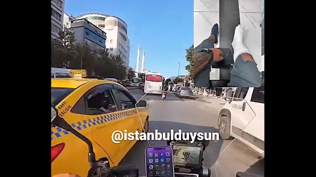 Taksicinin hatası motosikletlinin ayağının kırılmasına neden oldu!