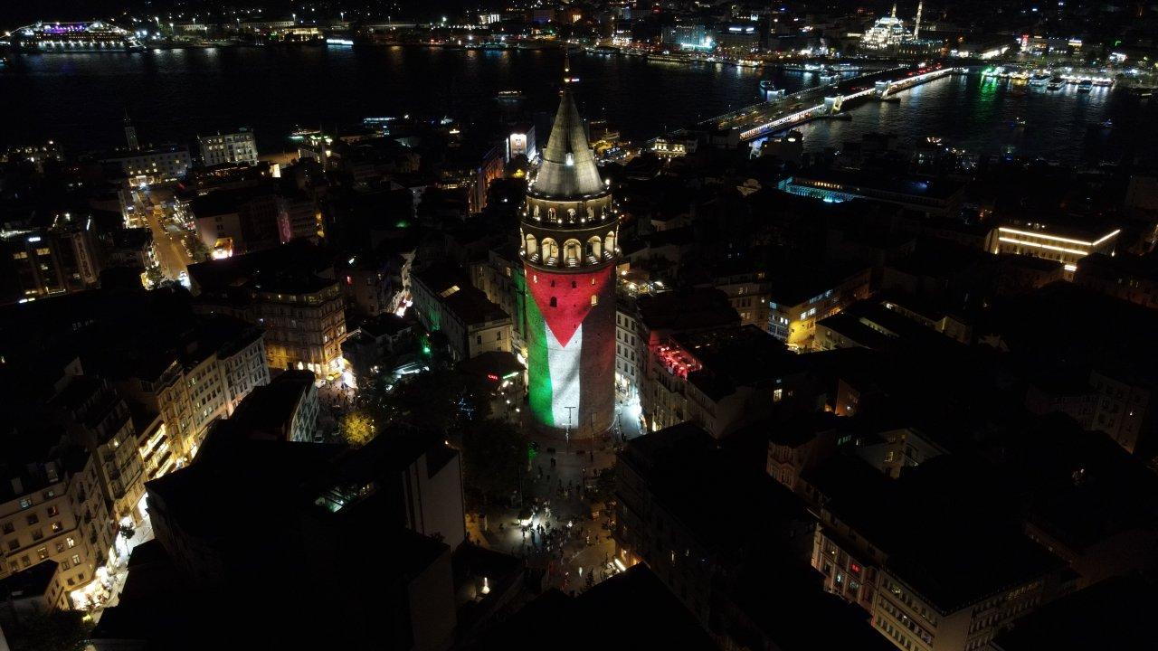 Galata Kulesi, Filistin bayrağının renklerine büründü