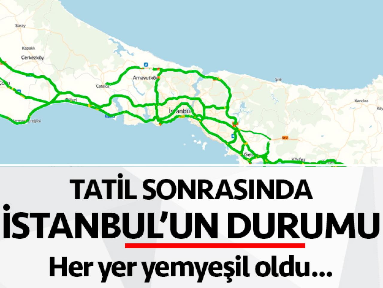 Tatil sonrası İstanbul trafiği bomboş