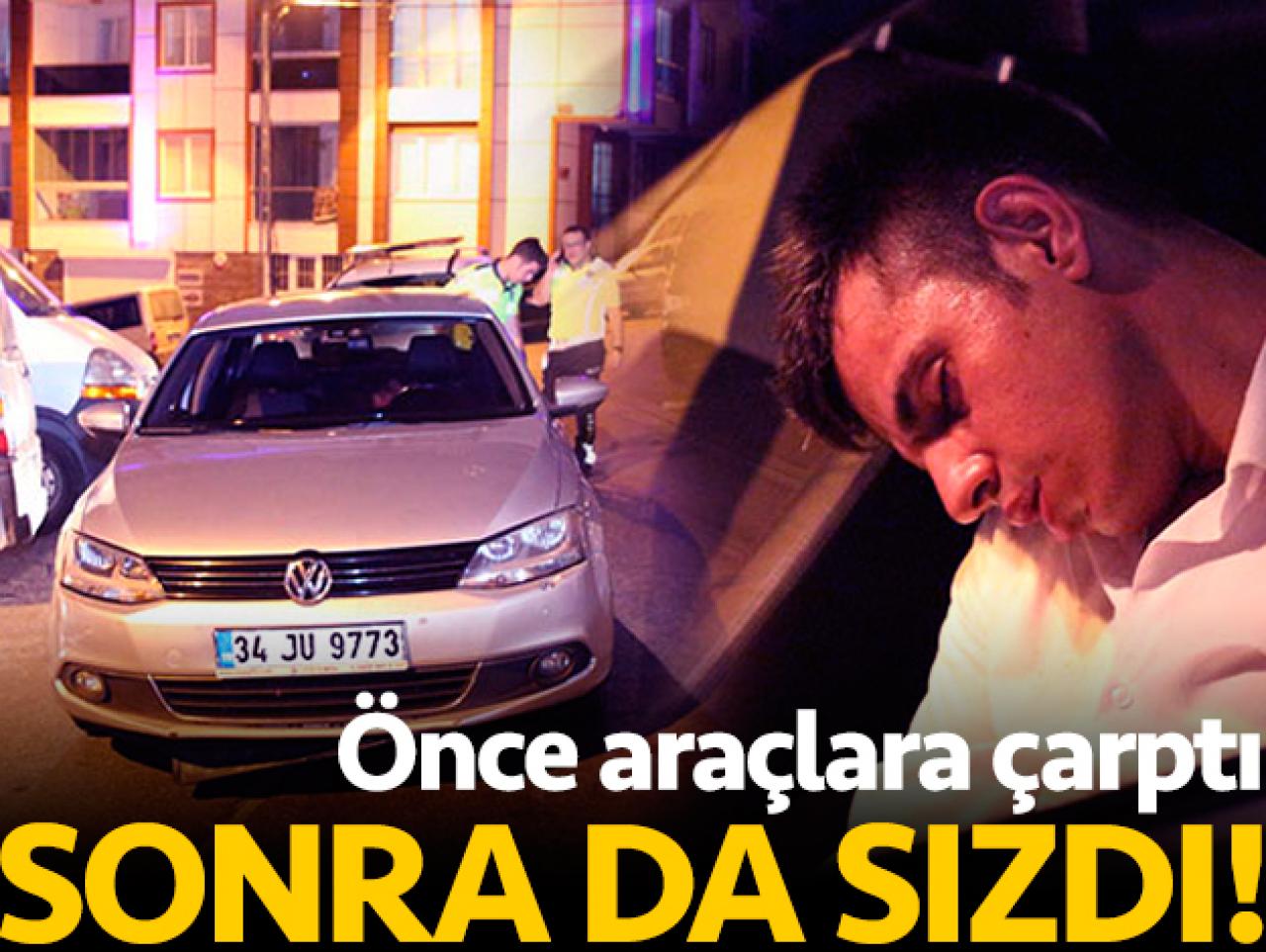 Araçlara çarpıp otomobilinde sızan sürücü sedyede ayıldı