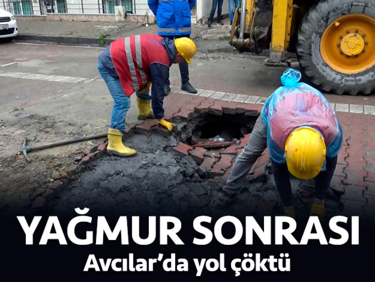 Yağmur sonrasında yol çöktü!