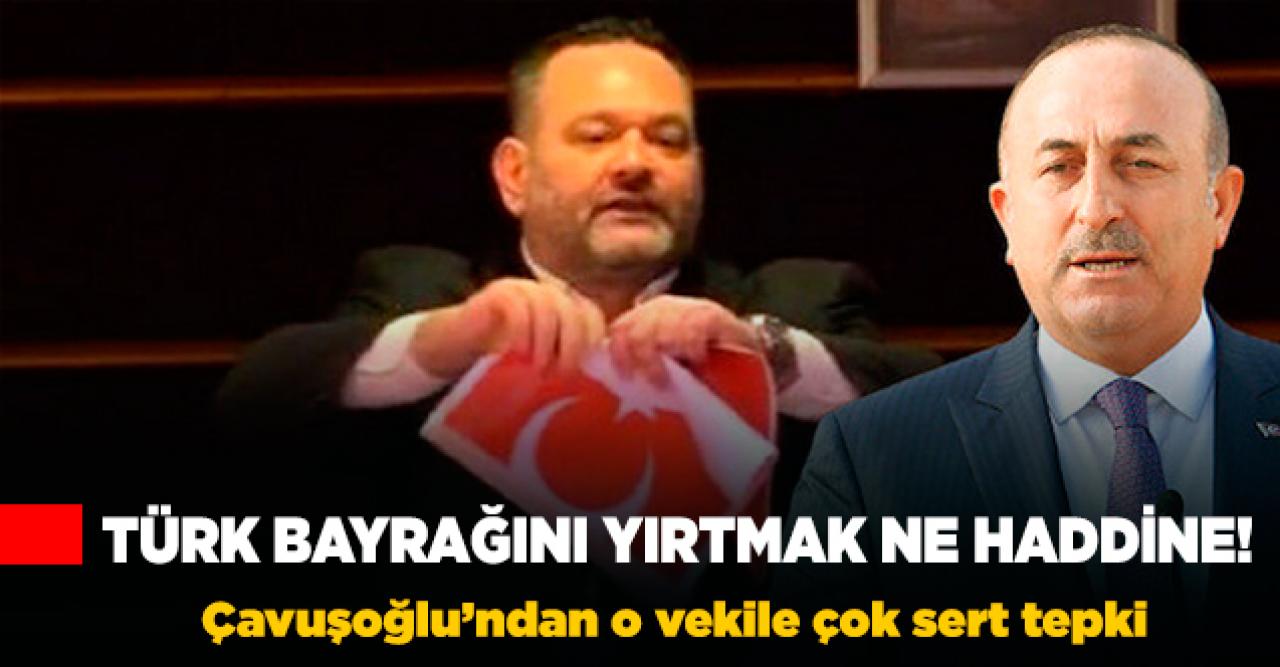 Çavuşoğlu'ndan Türk bayrağı yırtan Yunan vekile sert tepki