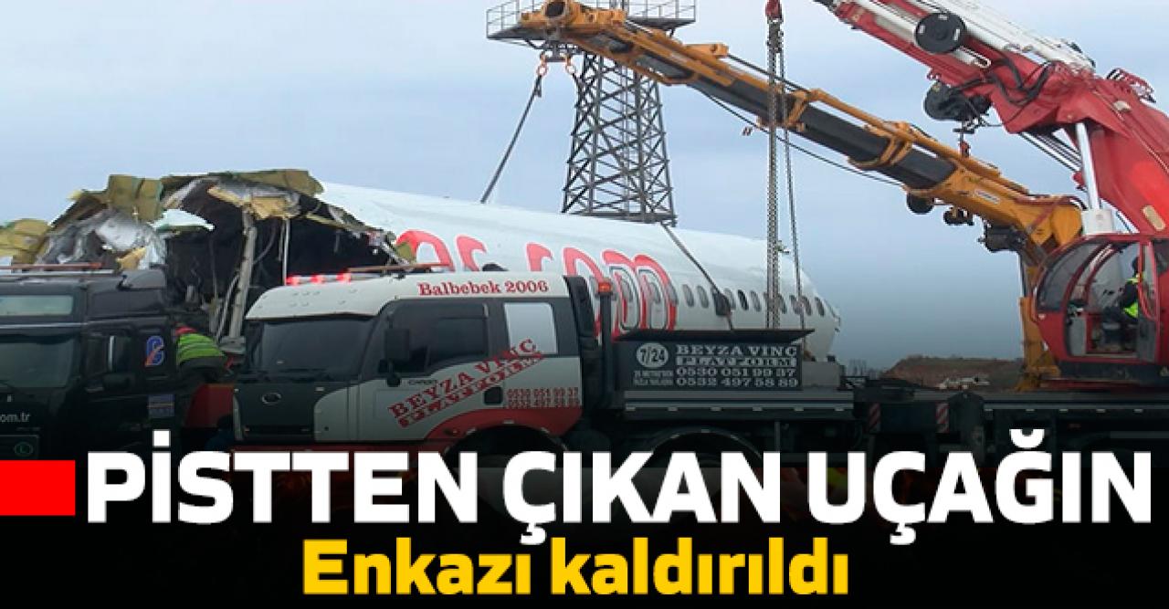 Pistten çıkan Pegasus uçağının enkazı kaldırıldı