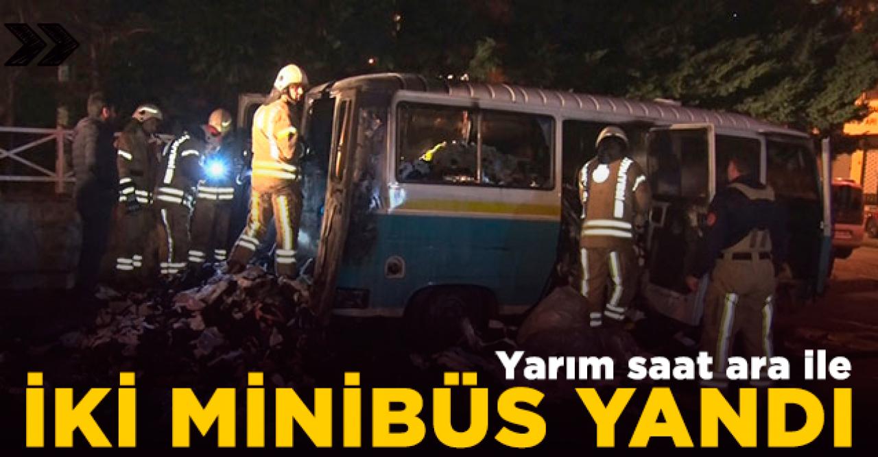 Esenler'de iki minibüs yandı!