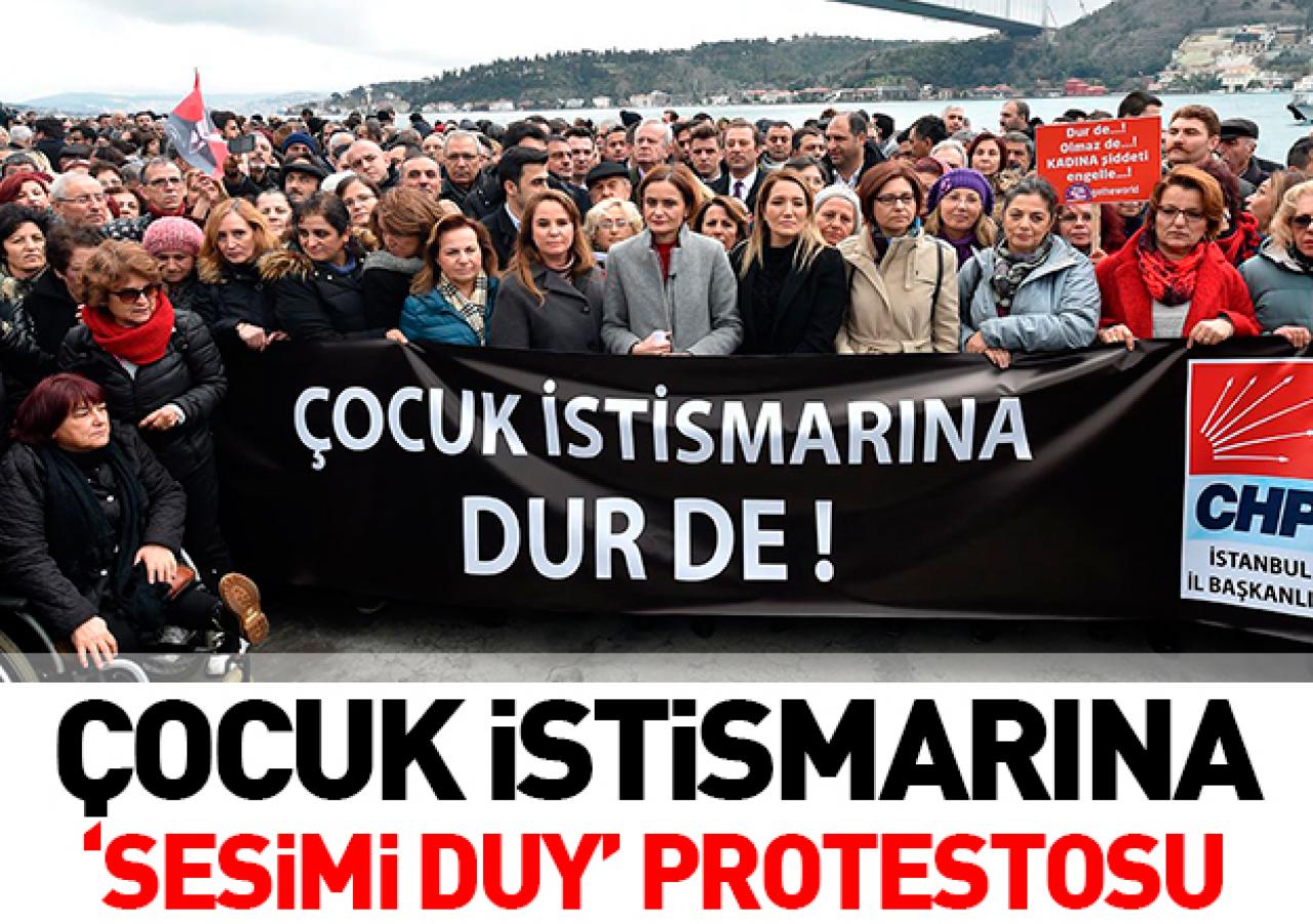 Çocuk istismarına 'sesimi duy' protestosu