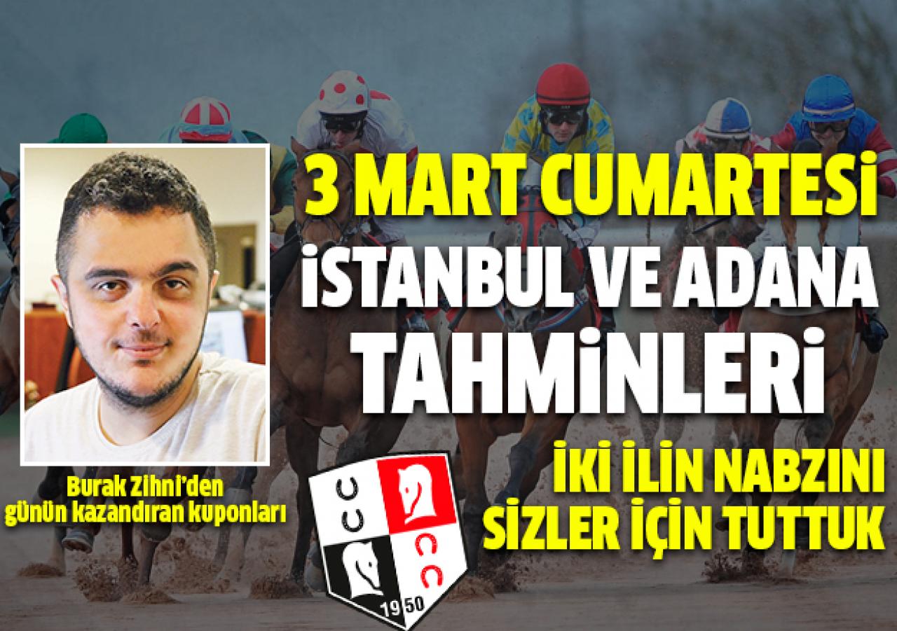 3 Mart 2018 Cumartesi İstanbul ve Adana At Yarışı Tahminleri - Hazır Kuponlar ve Altılı Ganyan Bülteni