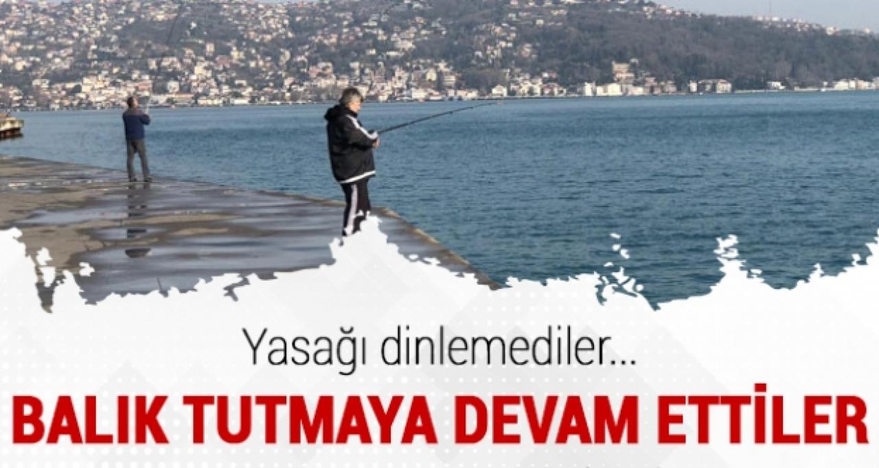 Tarabya Sahili'nde yasağı çiğneyip balık tuttular