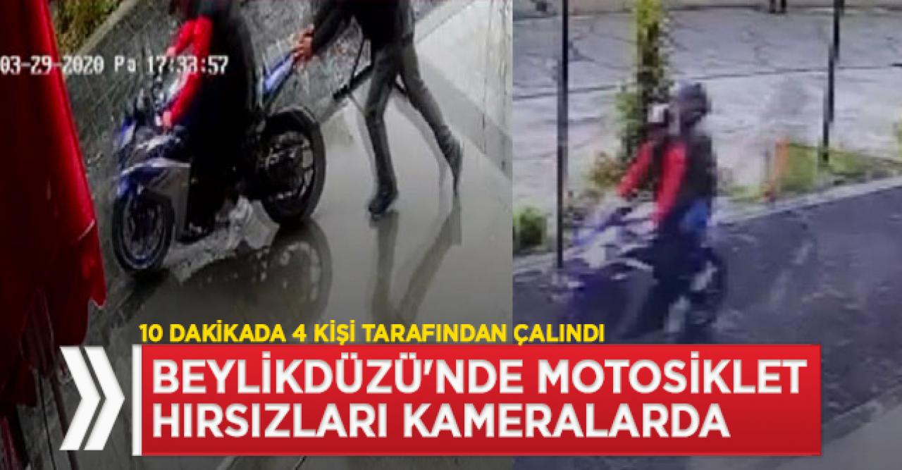 Beylikdüzü'nde motosiklet hırsızlığı güvenlik kamerasında