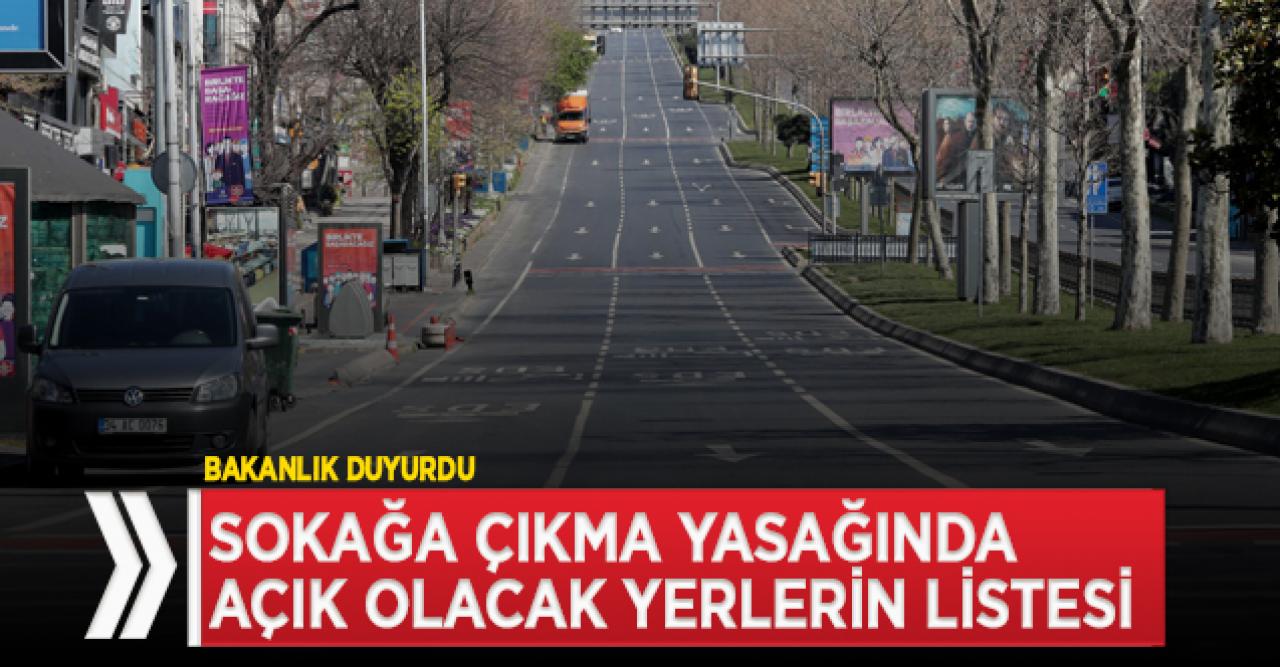 Bakanlık açıkladı! Hafta sonu sokağa çıkma yasağında açık olacak yerlerin listesi