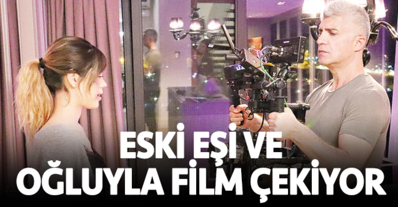 Özcan Deniz eski eşi ve oğlu ile evde film çekiyor