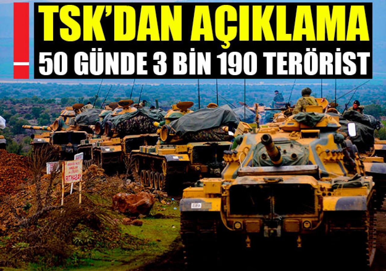 TSK: 3 bin 190 terörist etkisiz hale getirildi