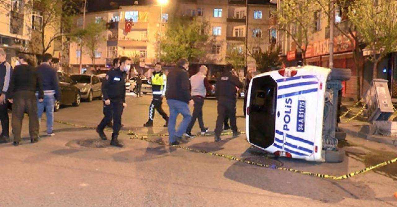 Polis aracı takla attı, 2 polis yaralandı