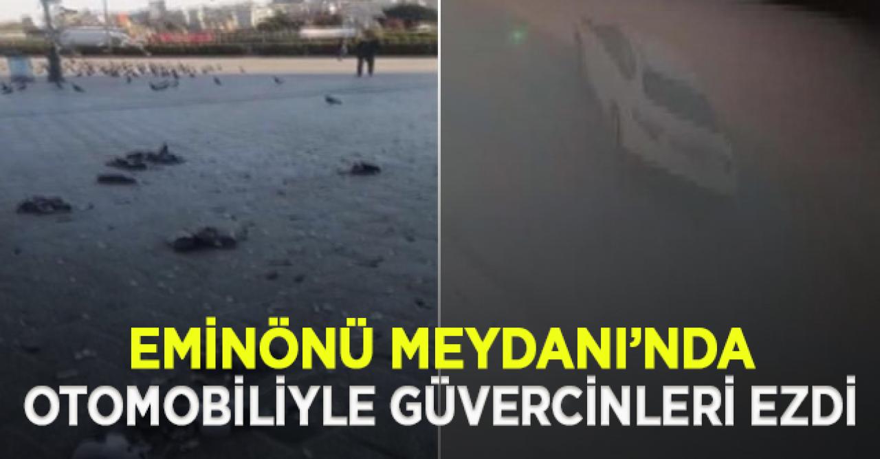 Eminönü Meydanı'nda otomobiliyle güvercinleri katletti!