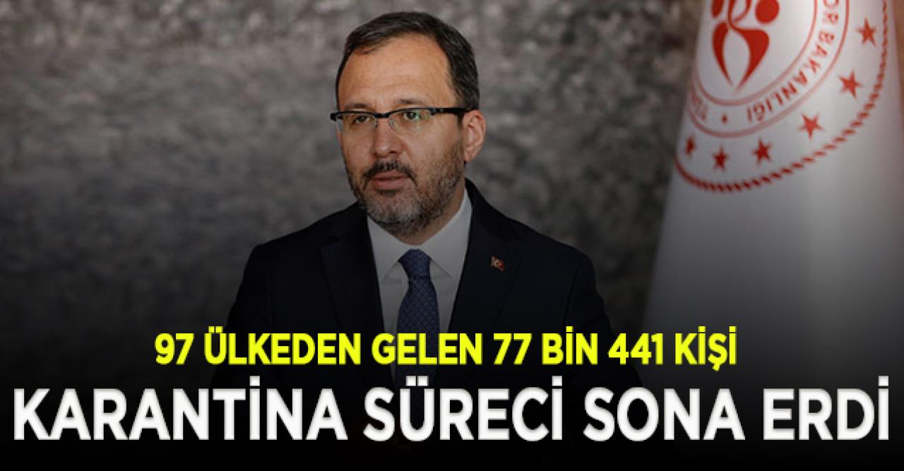 97 ülkeden gelen 77 bin 441 vatandaşımızın karantina süreci sona erdi