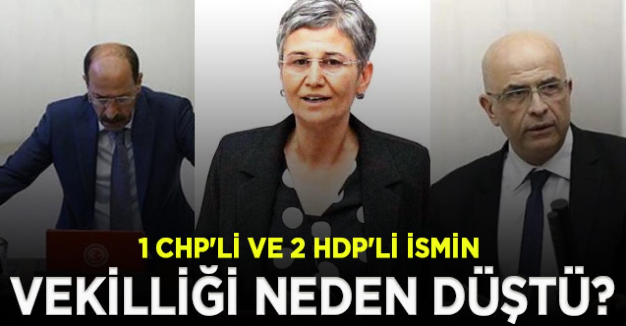 1 CHP'li ve 2 HDP'li ismin vekilliği neden düştü?