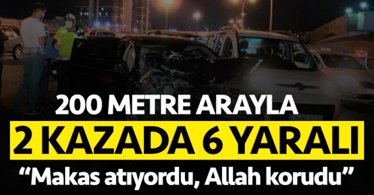 TEM'de 200 metre ara ile yaşanan 2 kazada 6 yaralı