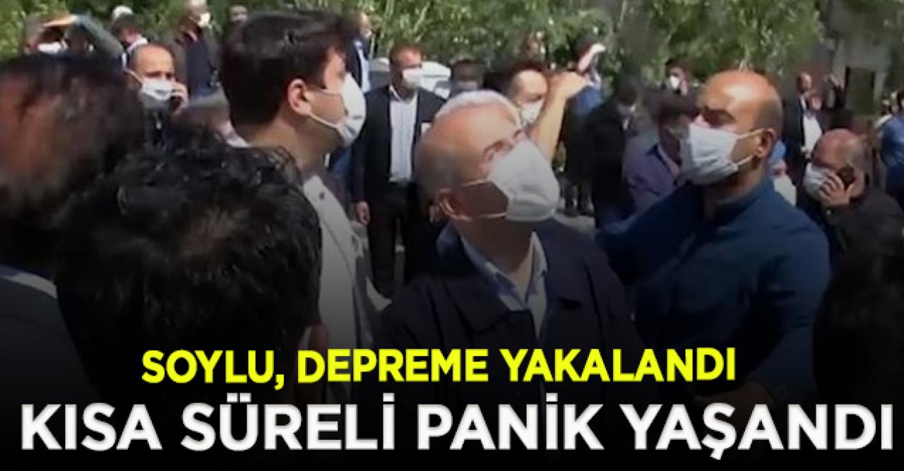 Bingöl'de incelemelerde bulunan Bakan Soylu, depreme yakalandı