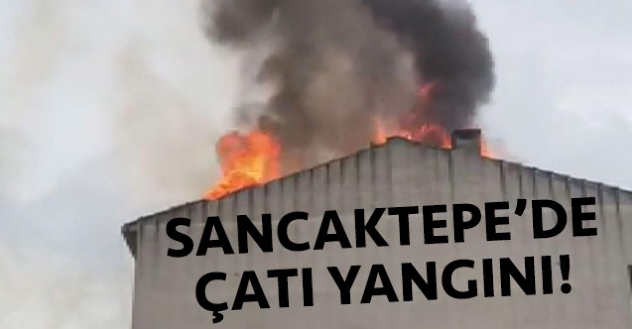 Sancaktepe'deki binada çatı alev alev yandı!