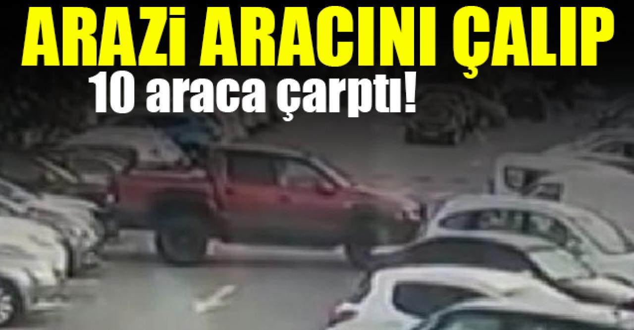 Küçükçekmece'de arazi aracını çalıp 10 araca çarptı! O anları kamera görüntüledi