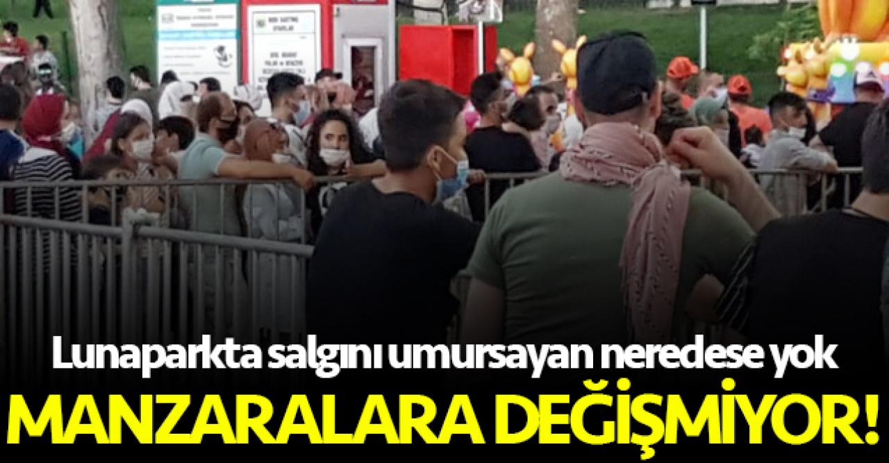 Lunapark kuyruğunda salgını umursayan yok!